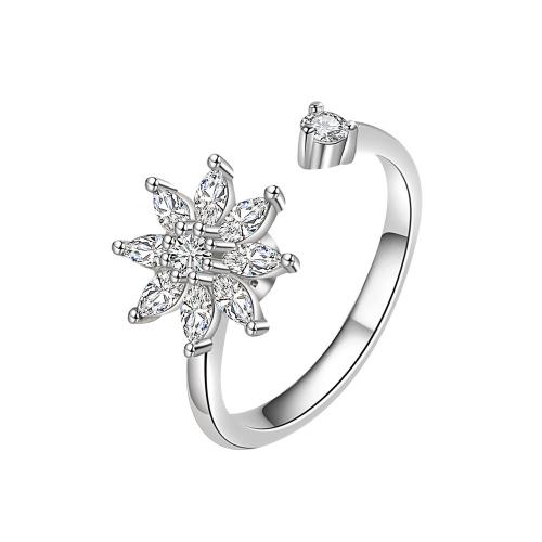 Cubic Zirconia Micro Pave Brass Ring, plated, micro pave cubic zirconia & for woman, platinum color, Sold By PC