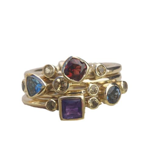 laiton bague, Motif géométrique, Placage de couleur d'or, normes différentes pour le choix & pavé de micro zircon & pour femme, Taille:5-12, Vendu par PC