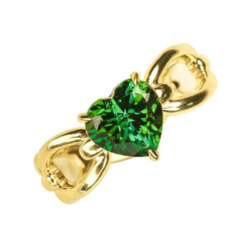 laiton bague, coeur, Placage de couleur d'or, normes différentes pour le choix & pavé de micro zircon & pour femme, Taille:6-10, Vendu par PC