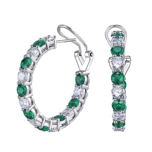 ottone orecchini a borchia, placcato platino, Micro spianare cubic zirconia & per la donna, nessuno, 32mm, Venduto da coppia