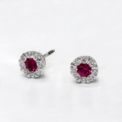 Brass Stud Earring platinum plated micro pave cubic zirconia & for woman 9mm Sold By Pair