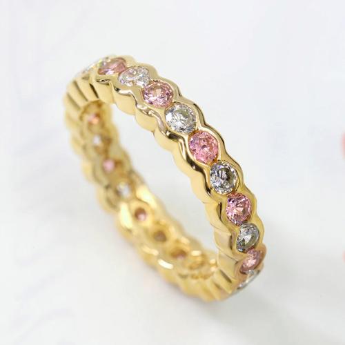 Brass Finger Ring, Geometrical Pattern, plated, different size for choice & micro pave cubic zirconia & for woman, more colors for choice, US Ring Size:6-10, Sold By PC