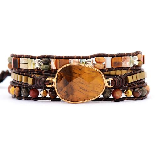 Gemstone Bracciali, Pietra naturale, with ottone, fatto a mano, gioielli di moda & multistrato & unisex, Lunghezza Appross. 18 cm, Venduto da PC