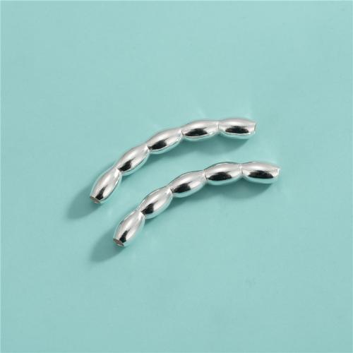 Argent sterling 925 perles tube incurvé, DIY, 39.20x5.20mm, Trou:Environ 2.6mm, Vendu par PC