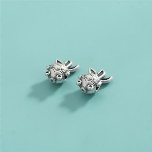 925 Sterling Silver Beads, Goldfish, DIY, 17.50x11.30mm, Hole:Approx 1mm, Sold By PC