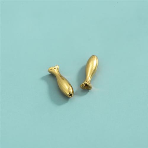 925 Sterling Silver Beads, Fish, DIY, 14.30x4mm, Hole:Approx 0.8mm, Sold By PC