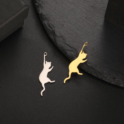 Stainless Steel Animal Pendants, 304 Stainless Steel, Cat, DIY, more colors for choice, 29x10mm, Sold By PC