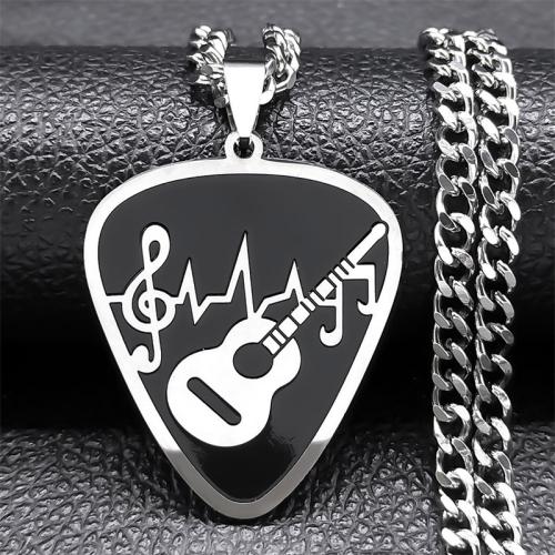 Stainless Steel Jewelry Necklace, 304 Stainless Steel, fashion jewelry & Unisex & enamel, silver color, 40x32mm, Length:Approx 50 cm, Sold By PC