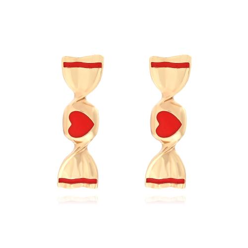 Pendientes de Navidad, aleación de zinc, Caramelo, chapado en color dorado, Joyería & para mujer & esmalte, libre de níquel, plomo & cadmio, 16x54mm, Vendido por Par