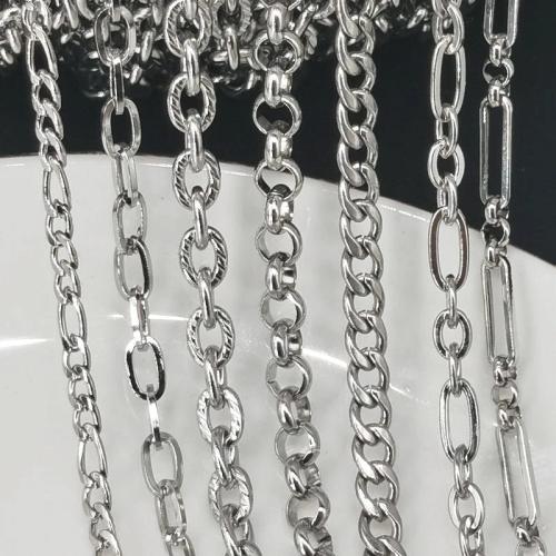 Catena di gioielli in acciaio inox, 304 acciaio inox, DIY & formato differente per scelta, nessuno, 1m/borsa, Venduto da borsa