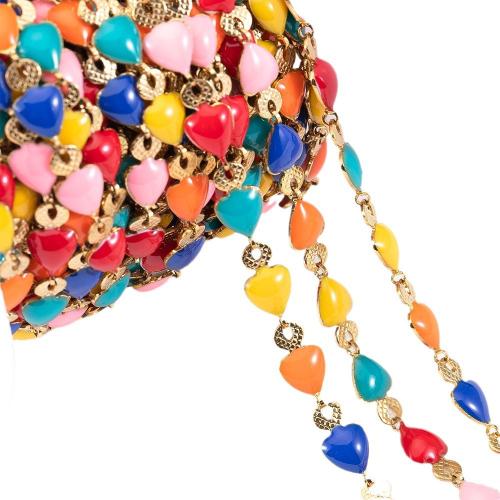 Stainless Steel Jewelry Chain, 304 Stainless Steel, Heart, Vacuum Ion Plating, DIY & enamel, multi-colored, 1m/Bag, Sold By Bag