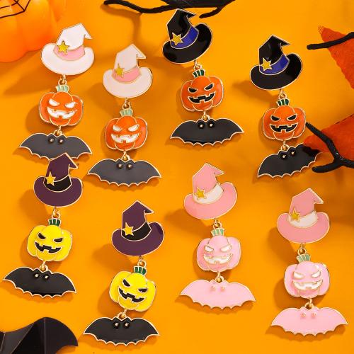 Tibetan Style Drop Earring, Pumpkin, plated, Halloween Design & for woman & enamel, more colors for choice, nickel, lead & cadmium free, Sold By Pair