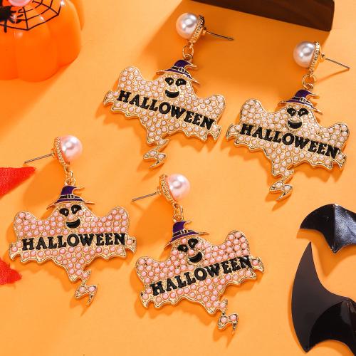 Stop cynku Kolczyk łezka, ze Seedbead & Perła plastikowa, duch, Platerowane w kolorze złota, Halloween Design & dla kobiety & emalia, dostępnych więcej kolorów, bez zawartości niklu, ołowiu i kadmu, sprzedane przez para