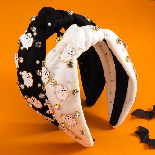 Cloth Hair Band, with Plastic Pearl & Tibetan Style, Ghost, plated, Halloween Design & for woman & with rhinestone, more colors for choice, nickel, lead & cadmium free, Sold By PC