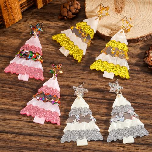 Resin Drop Earring, Christmas Tree, Christmas Design & for woman, more colors for choice, Sold By Pair