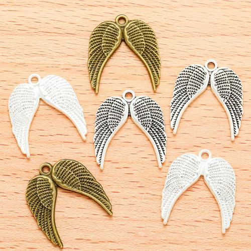 Wing Shaped Zinc Alloy Privjesci, Cink Alloy, pozlaćen, možete DIY, više boja za izbor, 21x19mm, 100računala/Torba, Prodano By Torba