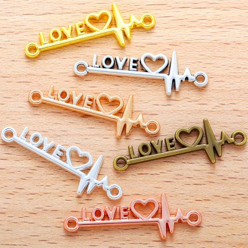 Tibetan Style Connector, Heart, plated, DIY & 1/1 loop, more colors for choice, 34x12mm, 100PCs/Bag, Sold By Bag