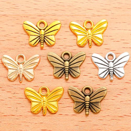 Wisiorki ze stopu cynku ze zwierzętami, Stop cynku, Motyl, Powlekane, DIY, dostępnych więcej kolorów, 15x12mm, 100komputery/torba, sprzedane przez torba