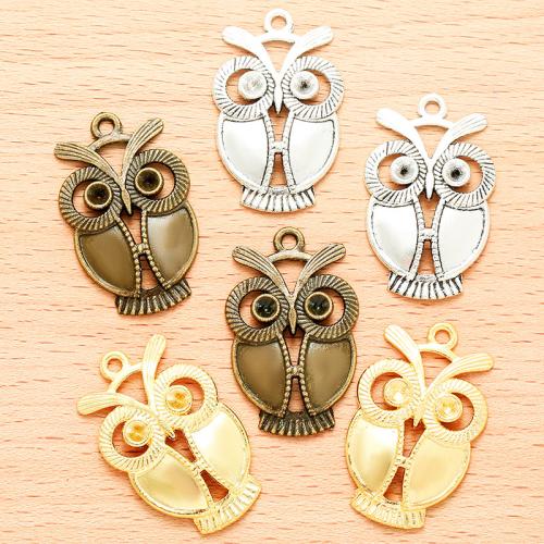 Pendentifs animaux en alliage de zinc, hibou, Placage, DIY, plus de couleurs à choisir, 34x21mm, 100PC/sac, Vendu par sac