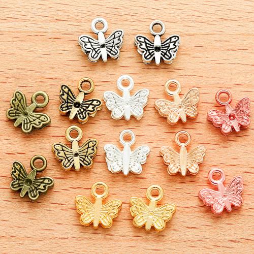 Tibetan Style Animal Pendants, Butterfly, plated, DIY, more colors for choice, 9x9mm, 100PCs/Bag, Sold By Bag