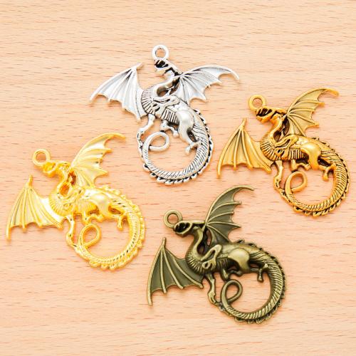 Sinc Alloy Pendants Ainmhithe, Dragon, plátáilte, DIY, dathanna níos mó le haghaidh rogha, 43x46mm, 100ríomhairí pearsanta/Mála, Díolta De réir Mála