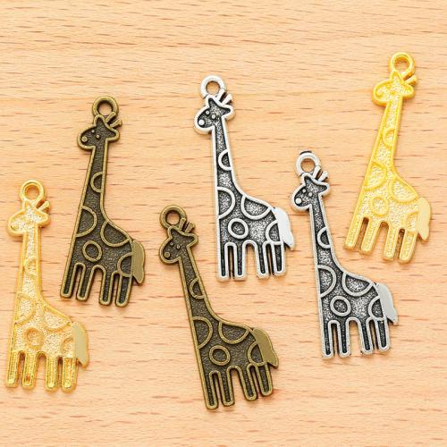 Pendentifs animaux en alliage de zinc, Girafe, Placage, DIY, plus de couleurs à choisir, 32x12mm, 100PC/sac, Vendu par sac