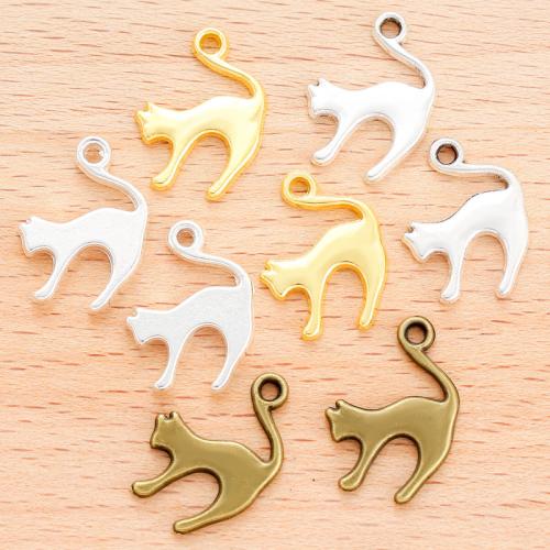 Pendentifs animaux en alliage de zinc, chat, Placage, DIY, plus de couleurs à choisir, 19x14mm, 100PC/sac, Vendu par sac