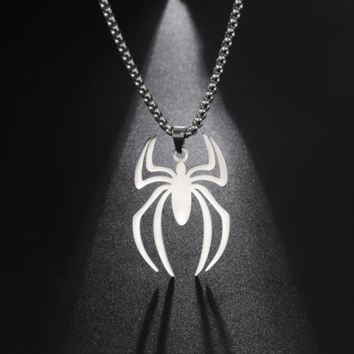 Stainless Steel Jewelry Necklace, 304 Stainless Steel, Spider, plated, fashion jewelry, more colors for choice, 24x38mm, Length:60 cm, Sold By PC