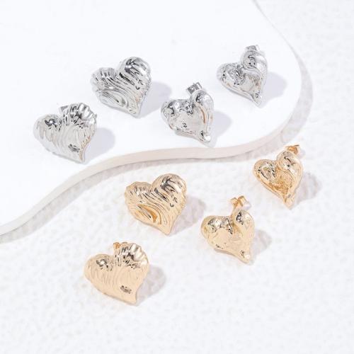 Brass Stud Earring, Heart, plated, fashion jewelry & different size for choice, more colors for choice, nickel, lead & cadmium free, Sold By Pair