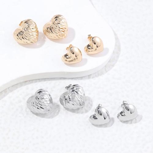 Brass Stud Earring, Heart, plated, fashion jewelry & different size for choice, more colors for choice, nickel, lead & cadmium free, Sold By Pair