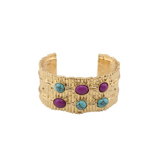 Lo zinco in lega Bangle Jewelry, lega in zinco, with turchese, placcato, gioielli di moda & per la donna, oro, Diameter: about 5.6cm, width: about 3.1cm., Venduto da PC