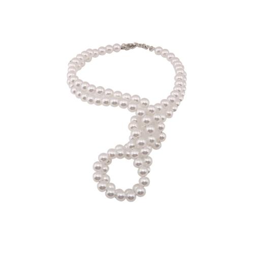 Plastic Pearl Necklace, with 11cm extender chain, plated, Double Layer & fashion jewelry & for woman, more colors for choice, Length:Approx 33 cm, Sold By PC