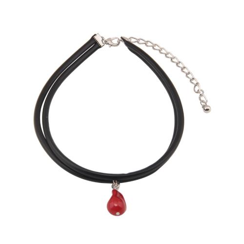 Plastic Pearl Necklace, with leather cord, with 11cm extender chain, Double Layer & fashion jewelry & for woman, more colors for choice, Length:Approx 39 cm, Sold By PC