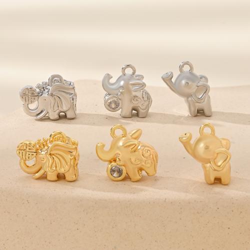 Cubic Zirconia Micro Pave Brass Pendant Elephant plated DIY & micro pave cubic zirconia Sold By PC