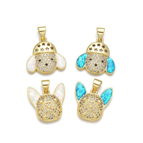 Cubic Zirconia Micro Pave Brass Pendant, with Opal, plated, DIY & different styles for choice & micro pave cubic zirconia, more colors for choice, Sold By PC