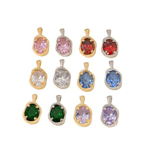 Cubic Zirconia Micro Pave Brass Pendant, plated, DIY & micro pave cubic zirconia, more colors for choice, Sold By PC