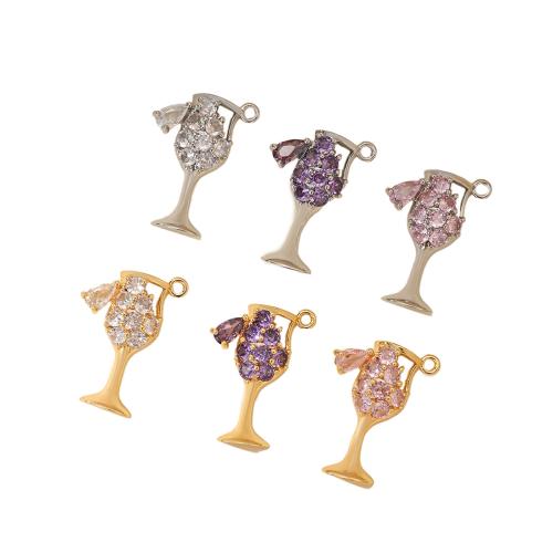 Cubic Zirconia Micro Pave Brass Pendant, Cup, plated, DIY & micro pave cubic zirconia, more colors for choice, Sold By PC