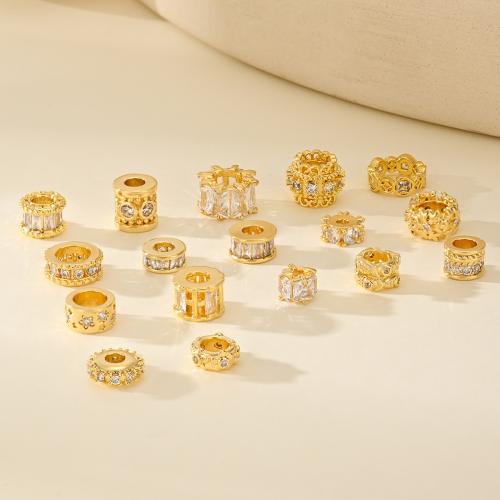 Brass Spacer Beads plated DIY & micro pave cubic zirconia gold Sold By PC