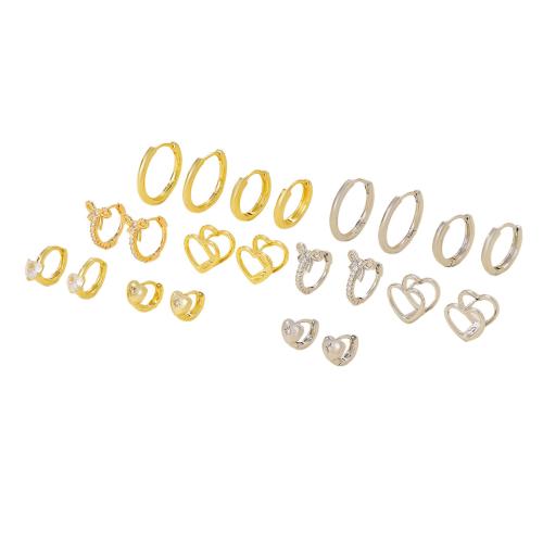 Cubic Zirconia Micro Pave Latão Brinco, cobre, banhado, Vario tipos a sua escolha & micro pavimento em zircônia cúbica & para mulher, Mais cores pare escolha, vendido por par