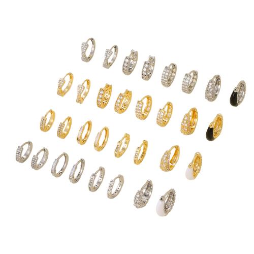 Cubic Zirconia Micro Pave Brass Earring, plated, different styles for choice & micro pave cubic zirconia & for woman & enamel, more colors for choice, Sold By Pair