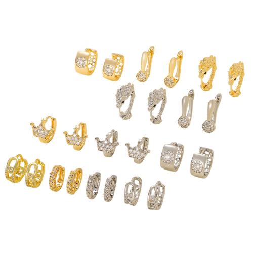 Boucles d'oreilles en laiton zircon cubique pavent, Placage, styles différents pour le choix & pavé de micro zircon & pour femme, plus de couleurs à choisir, Vendu par paire