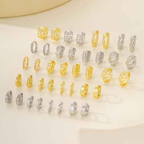 Cubic Zirconia Micro Pave Brass Earring plated & micro pave cubic zirconia & for woman Sold By Pair