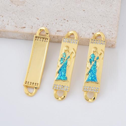 Cubic Zirconia Micro Pave Brass Connector with Opal plated DIY & micro pave cubic zirconia Sold By PC