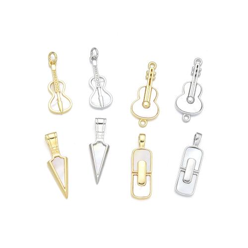 Brass Jewelry Pendants, with Shell, plated, DIY & different styles for choice, more colors for choice, Sold By PC