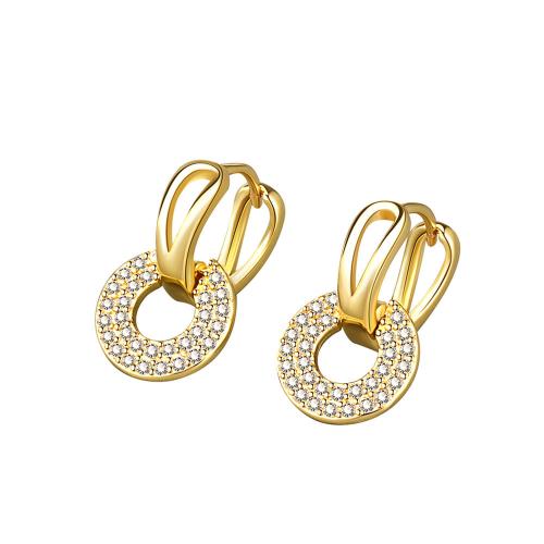 Boucles d'oreilles en laiton zircon cubique pavent, Placage, pavé de micro zircon & pour femme, plus de couleurs à choisir, 12.70x18.40mm, Vendu par paire