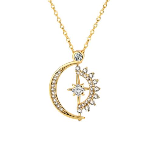 Cubic Zircon Micro Pave Brass Necklace with 5cm extender chain plated micro pave cubic zirconia & for woman Length Approx 40 cm Sold By PC