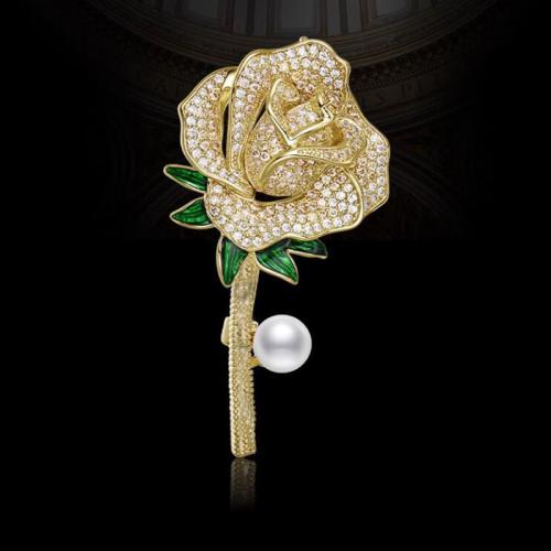 Tibetan Style Brooches, with Plastic Pearl, plated, for woman & with rhinestone, more colors for choice, Sold By PC