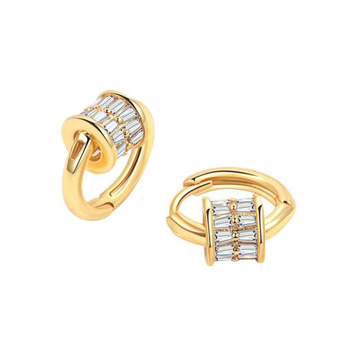 Boucles d'oreilles en laiton zircon cubique pavent, Placage, pavé de micro zircon & pour femme, plus de couleurs à choisir, 13.80x15.40mm, Vendu par paire