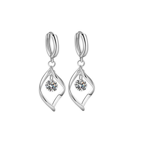 Cubic Zirconia Micro Pave Brass Earring plated & micro pave cubic zirconia & for woman platinum color Sold By Pair