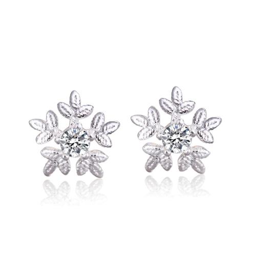 Cubic Zirconia Micro Pave Brass Earring plated micro pave cubic zirconia & for woman platinum color 10mm Sold By PC